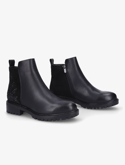 Bottines bi-matière et paillettes - Noir - 4