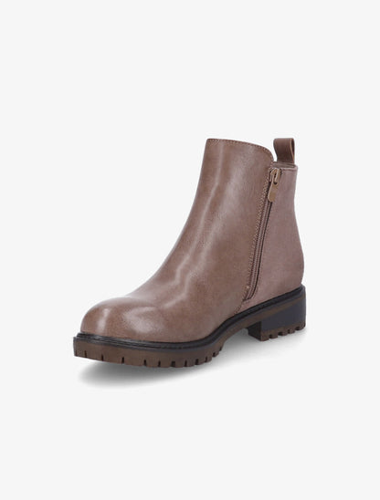 Bottines bi-matière et paillettes - Taupe - 3