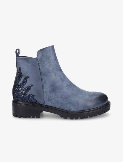 Bottines bi-matière et paillettes - Bleu - 5