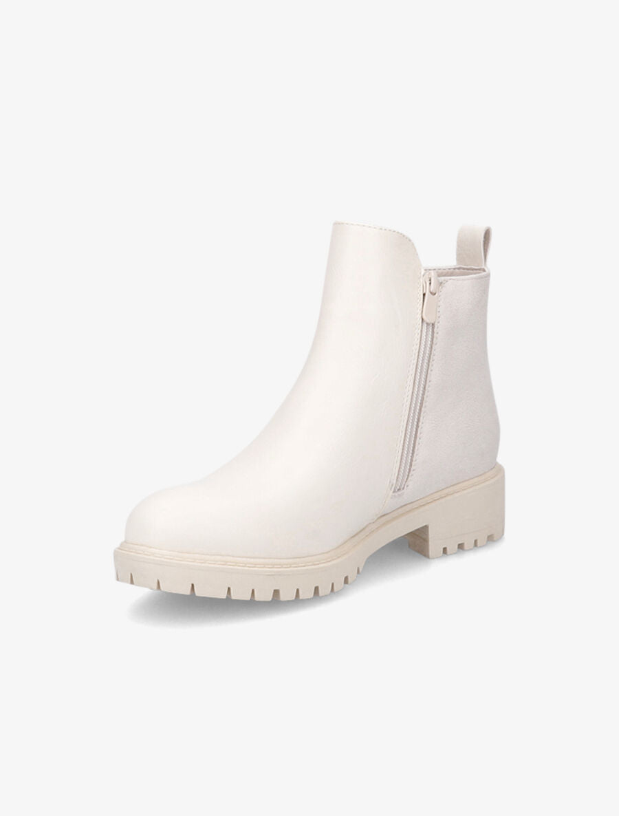 Bottines bi-matière et paillettes - Beige - 3