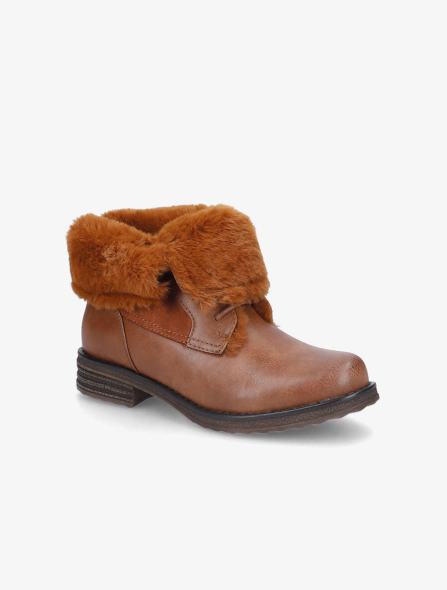 Bottines à chevilles fourrées à revers - Camel - 2