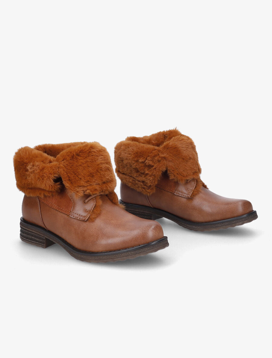 Bottines à chevilles fourrées à revers - Camel - 4