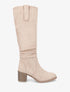 Bottes fourrées en suédine effet plissé - Beige - 5