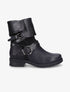 Bottines à revers effet croco - Noir - 1