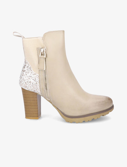 Bottines à contrefort pailleté - Beige - 1