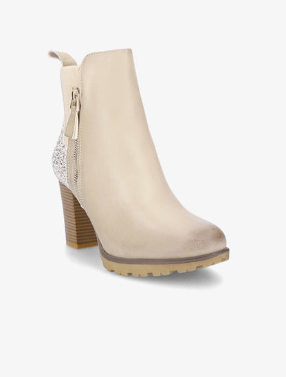 Bottines à contrefort pailleté - Beige - 2