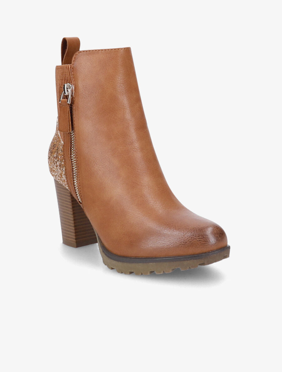 Bottines à contrefort pailleté - Camel - 2