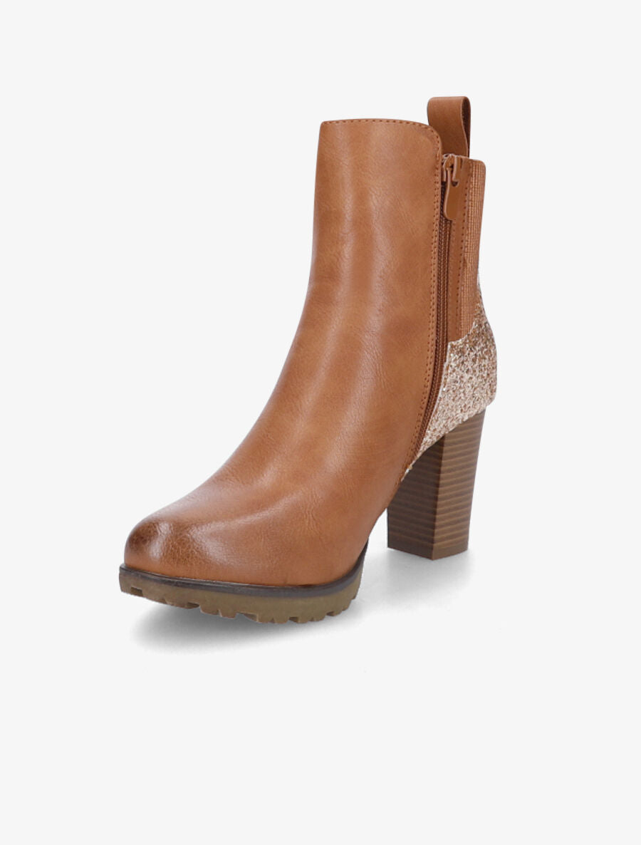 Bottines à contrefort pailleté - Camel - 3