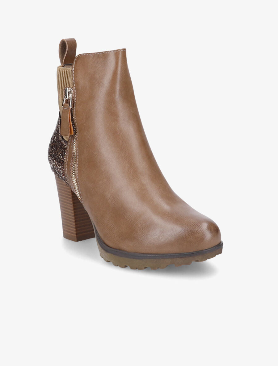 Bottines à contrefort pailleté - Taupe - 2
