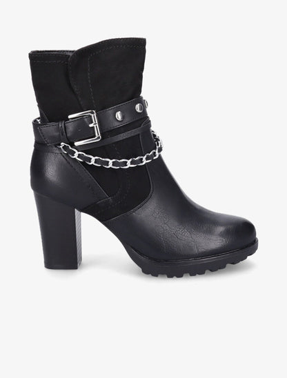 Bottines à chaîne et clous - Noir - 1