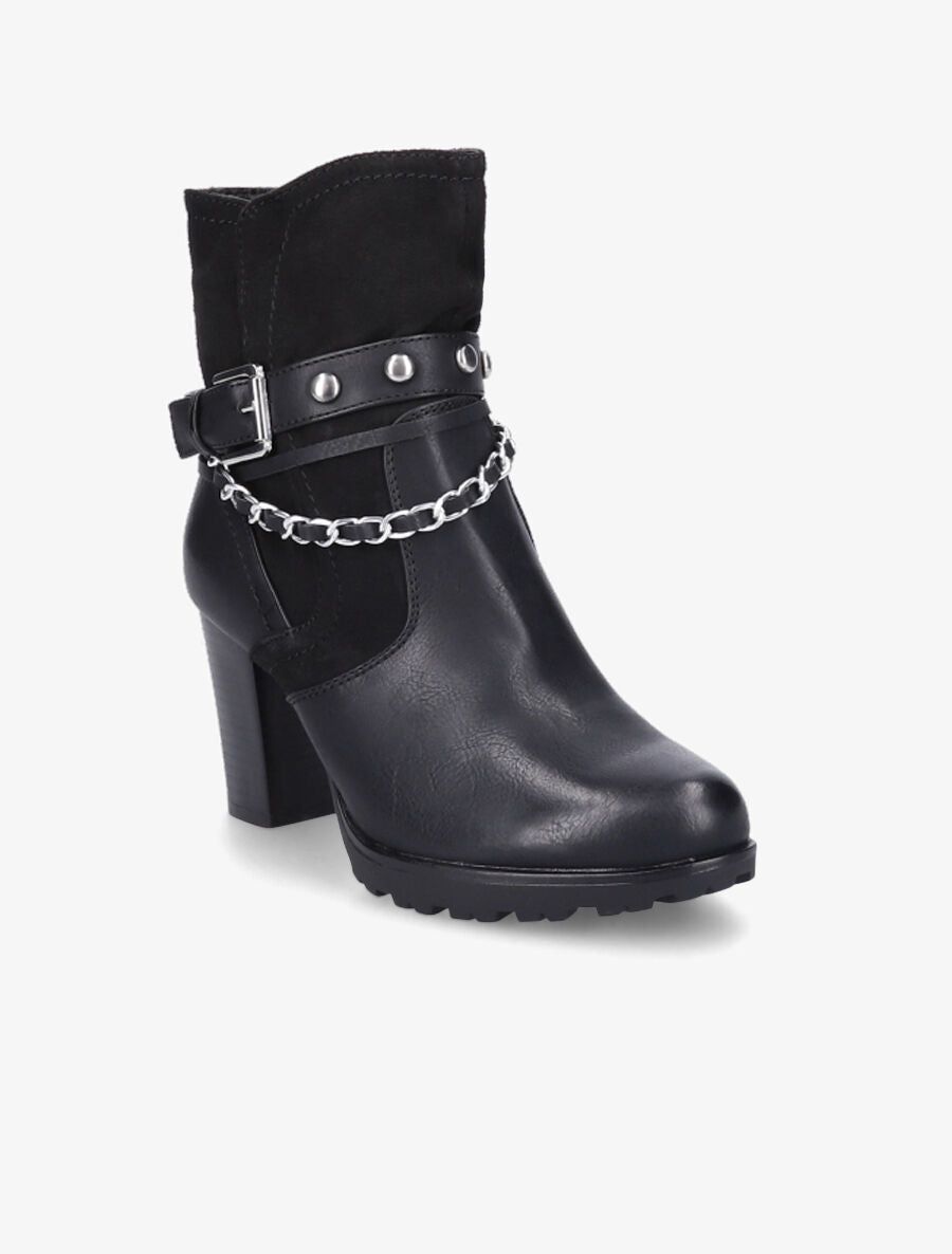 Bottines à chaîne et clous - Noir - 2