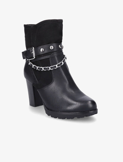 Bottines à chaîne et clous - Noir - 2