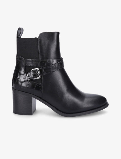 Bottines à contrefort croco - Noir - 5