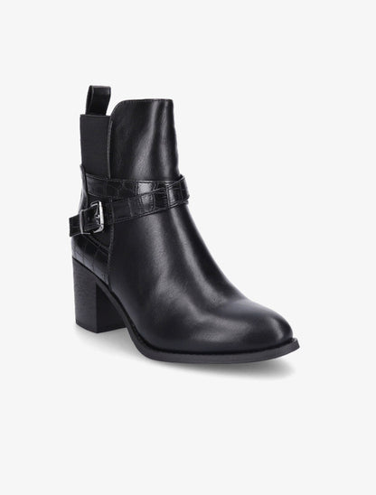 Bottines à contrefort croco - Noir - 2