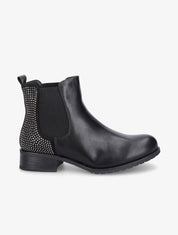 Chelsea boots en simili à contrefort à strass - Noir - 1