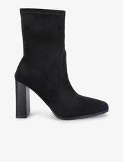 Bottines montantes en suédine à talon haut - Noir - 1