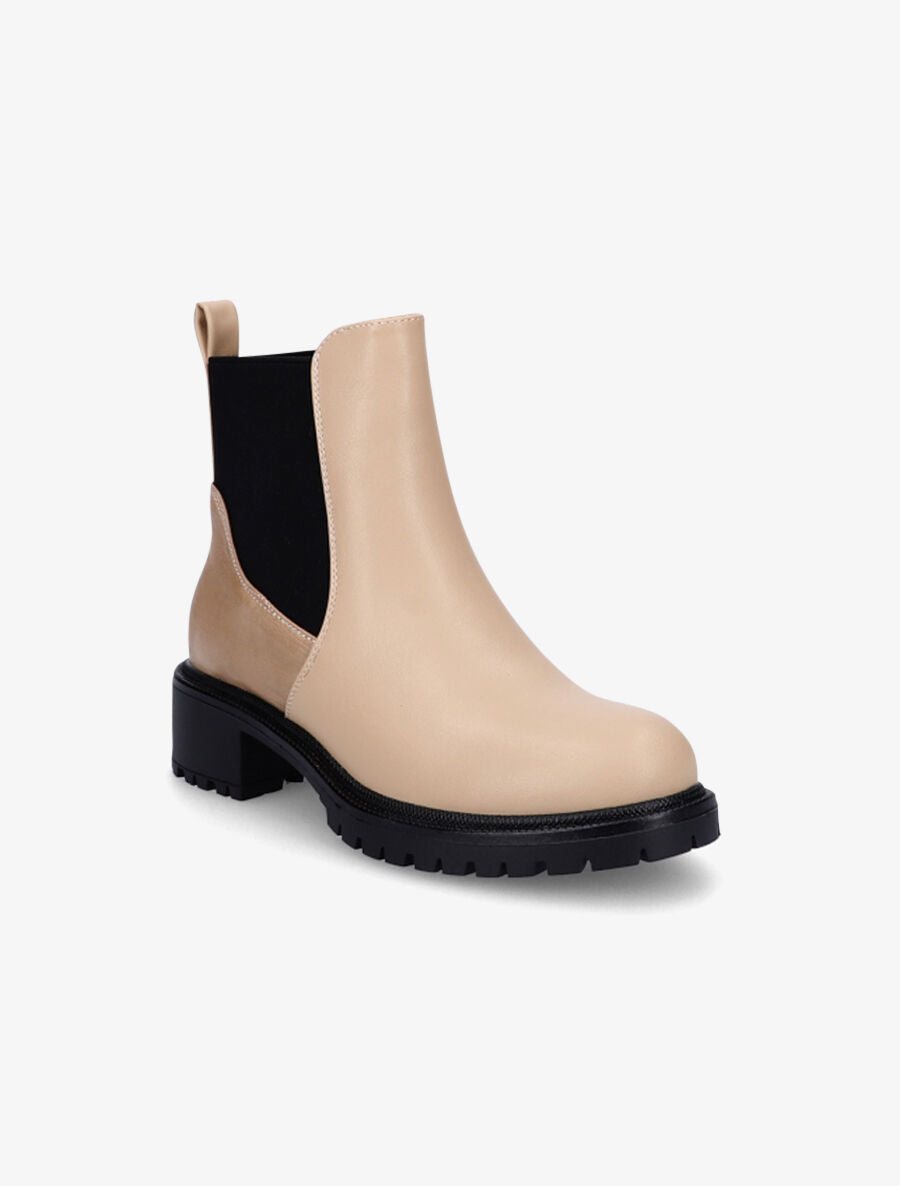 Bottines élastiquées à contrefort texturé - Beige - 2