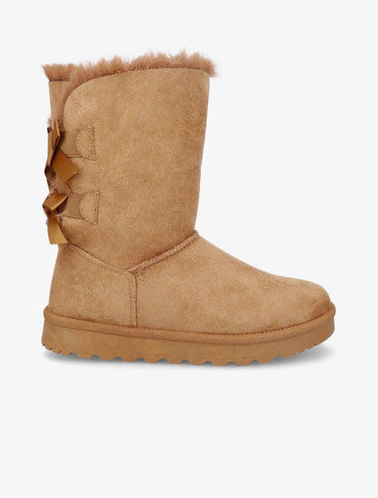 Boots en suédine à noeud - Camel - 5