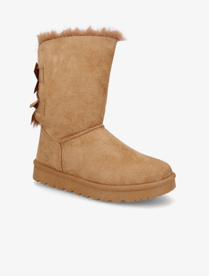 Boots en suédine à noeud - Camel - 2