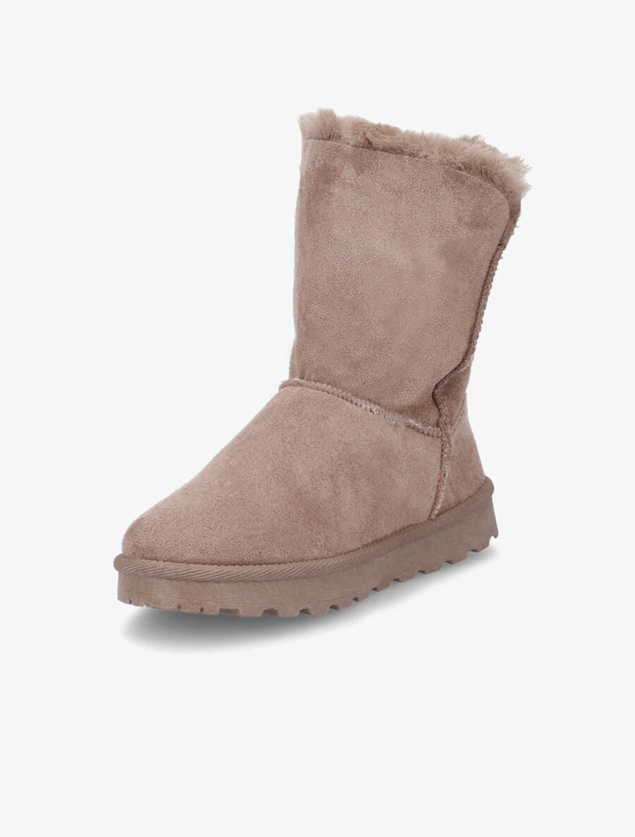 Boots fourrées en suédine et à zip - Taupe - 3