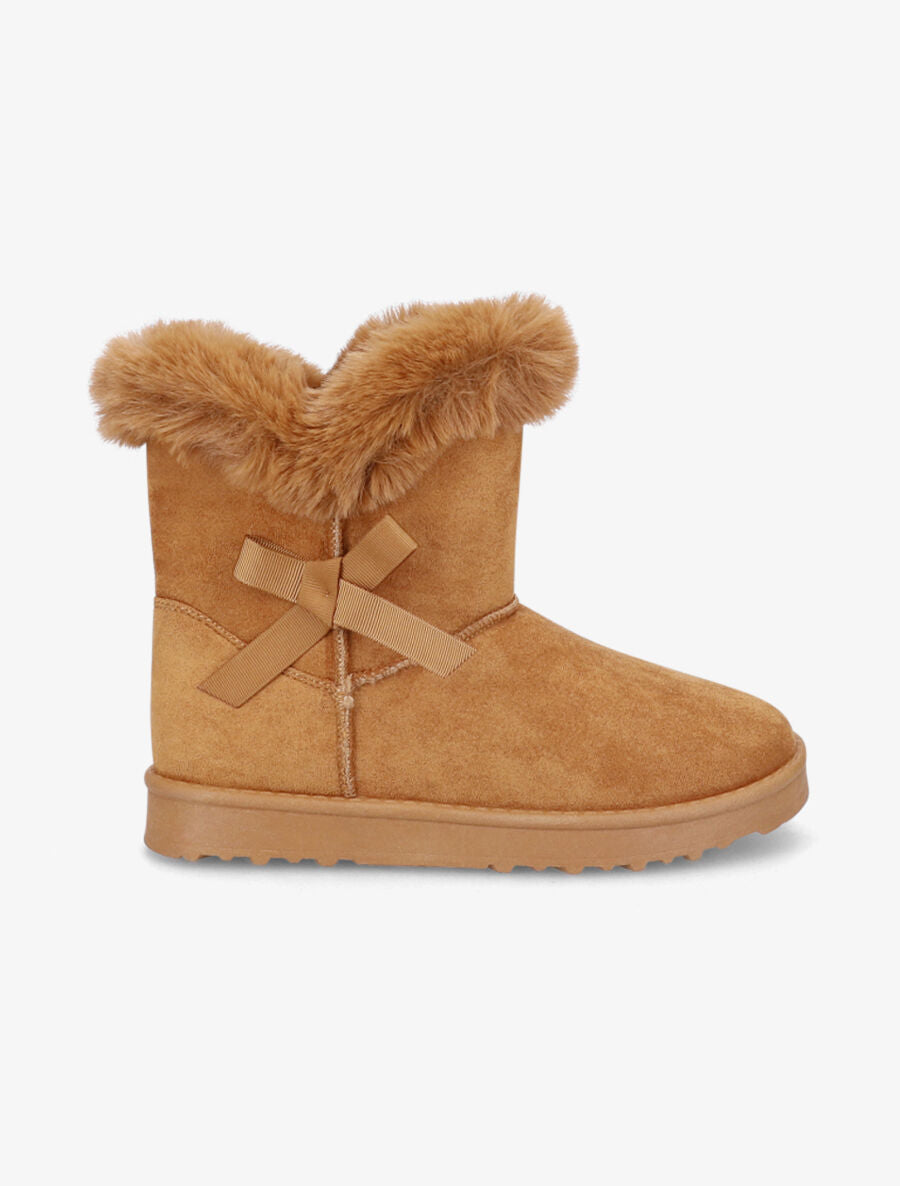 Boots fourrées à noeud - Camel - 1