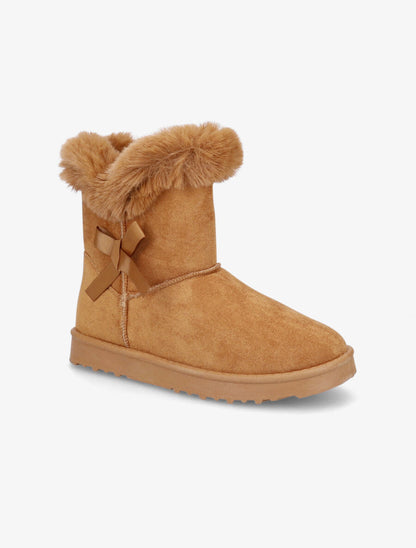 Boots fourrées à noeud - Camel - 2