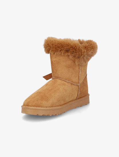 Boots fourrées à noeud - Camel - 3