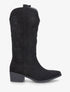 Bottes style santiags en suédine - Noir - 5