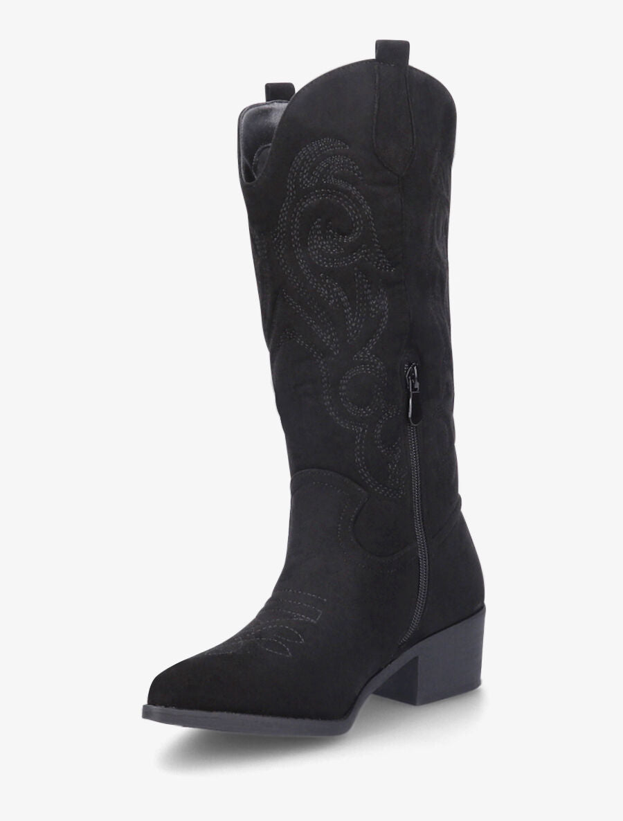 Bottes style santiags en suédine - Noir - 3