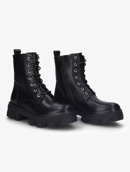 Bottines montantes à gros crans stylisés - Noir - 1
