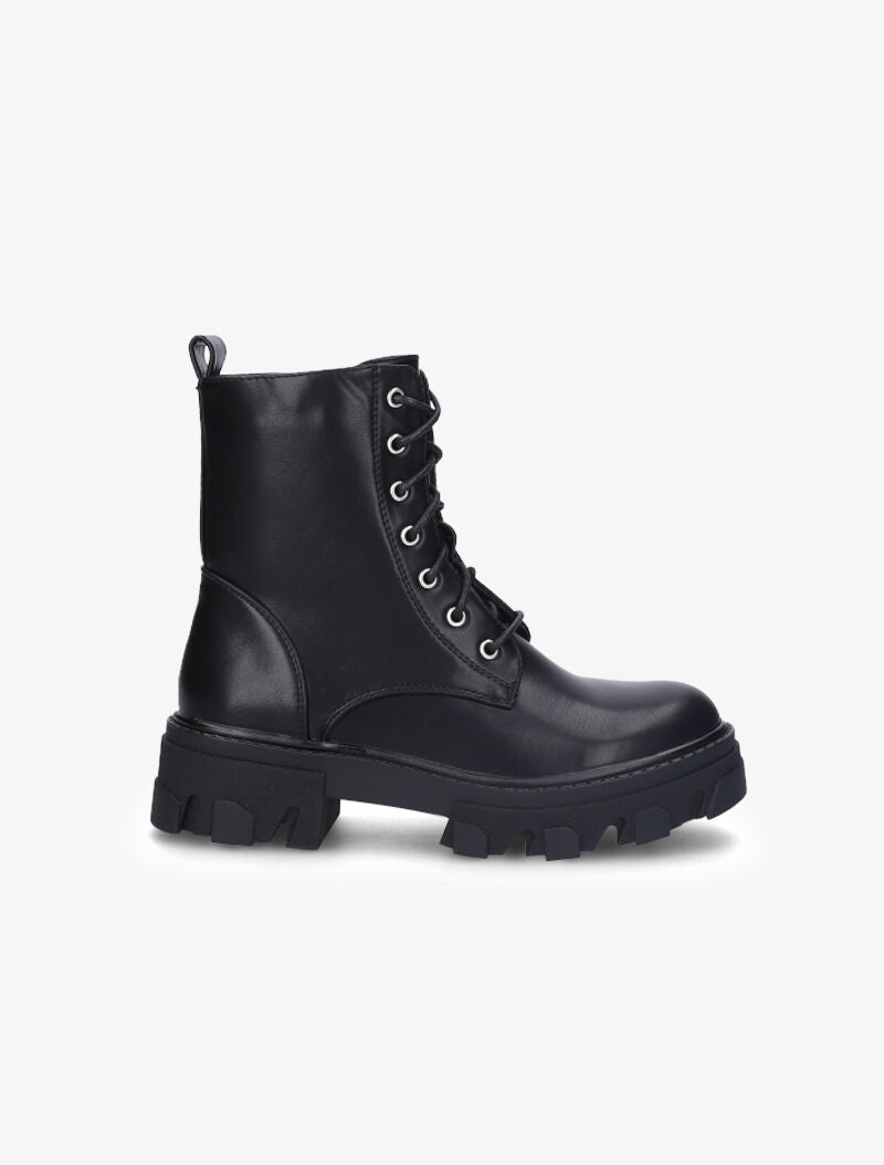 Bottines montantes à gros crans stylisés - Noir - 2