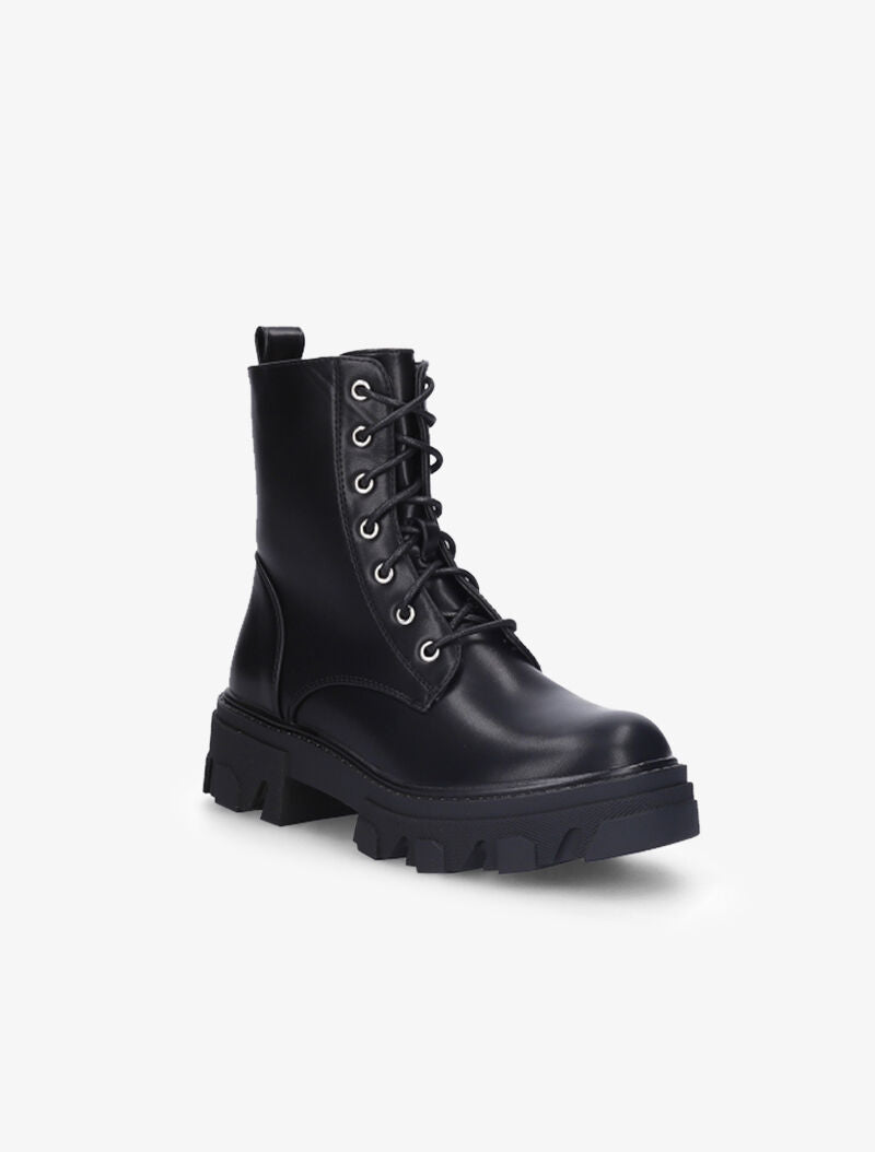 Bottines montantes à gros crans stylisés - Noir - 3