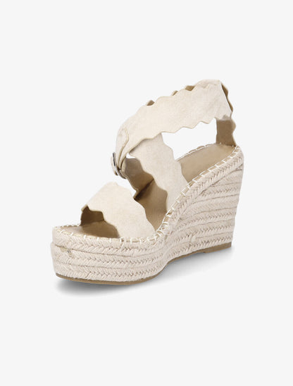 Compensées en suédine et semelle en raphia - Beige - 3