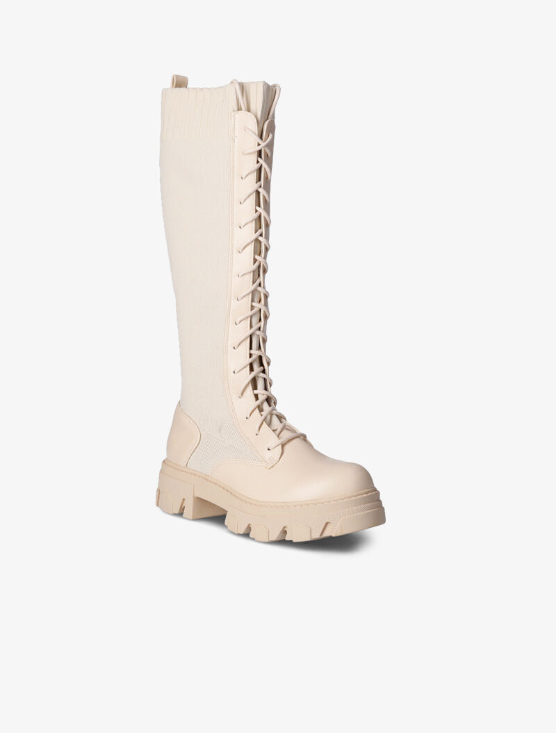Bottes bi-matière à lacets - Beige - 3