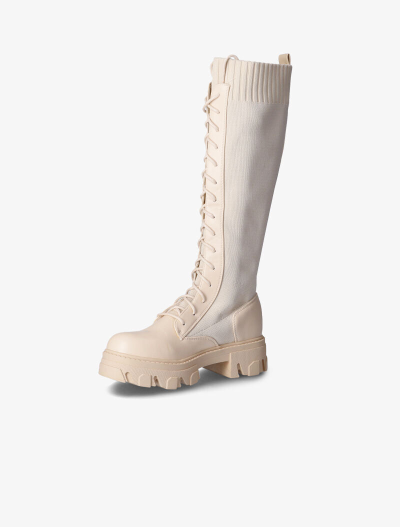 Bottes bi-matière à lacets - Beige - 4
