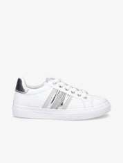 Sneakers en simili à contrefort contrastant - Argent - 1