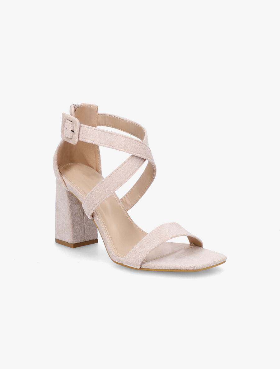 Sandales en suédine à talon haut - Beige - 2