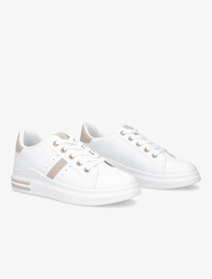 Baskets classiques en simili - Blanc/beige - 4