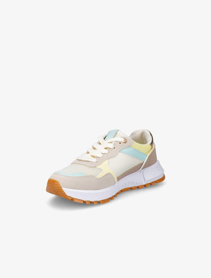 Sneakers en simili à couleurs contrastantes - Beige - 3