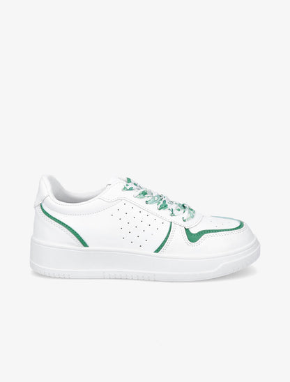Baskets à lacets fleuris - Blanc/vert - 1