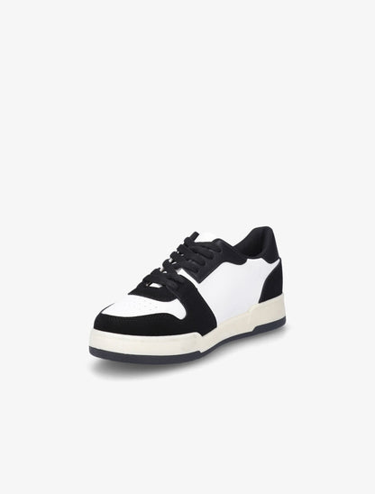 Sneakers en simili et suédine - Noir - 3