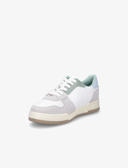Sneakers en simili et suédine - Vert - 3