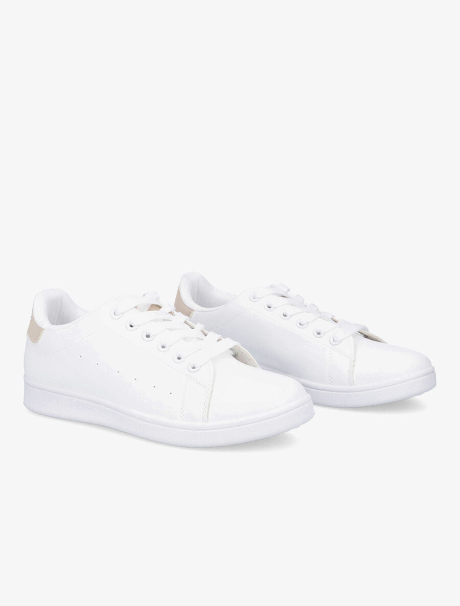 Sneakers à contrefort et languette contrastantes - Beige - 4