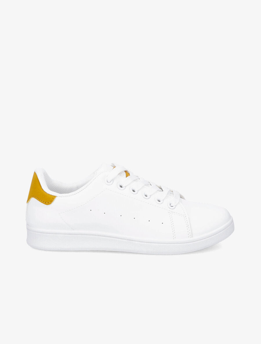 Sneakers à contrefort et languette contrastantes - Jaune moutarde - 5