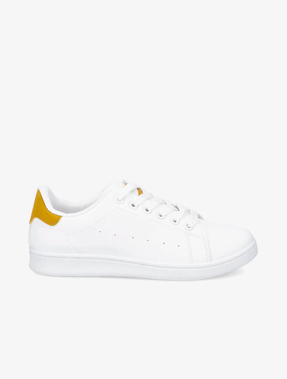 Sneakers à contrefort et languette contrastantes - Jaune moutarde - 5