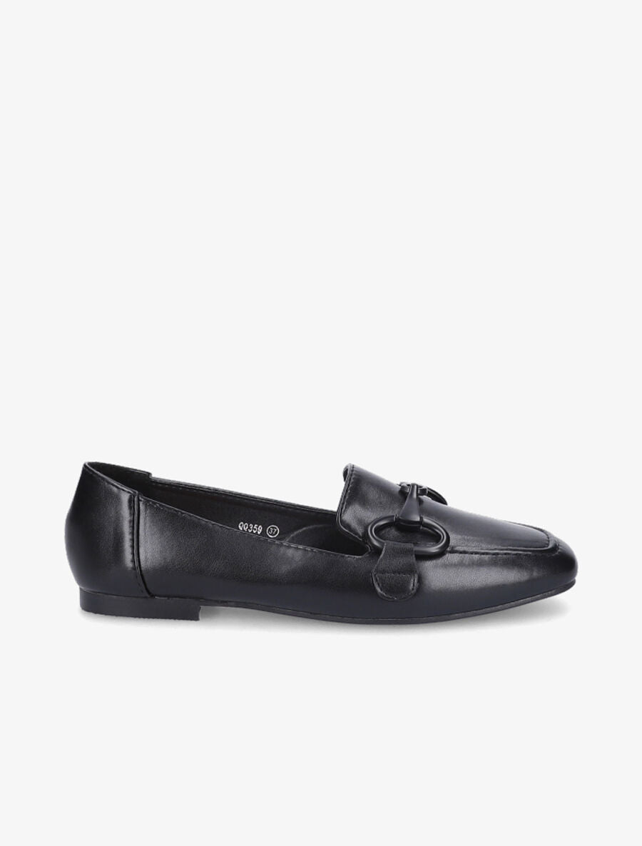 Mocassins à boucle en simili - Noir - 1