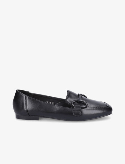 Mocassins à boucle en simili - Noir - 1