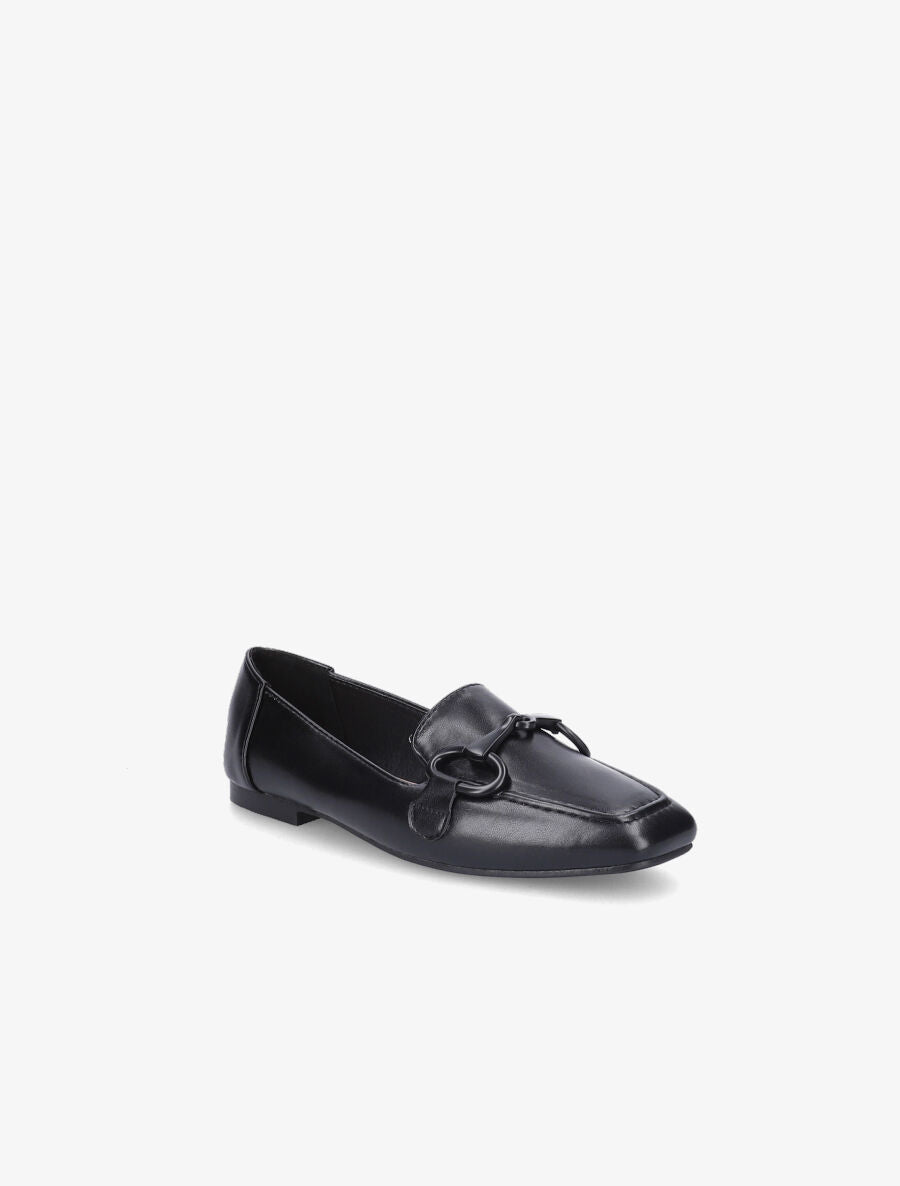 Mocassins à boucle en simili - Noir - 2