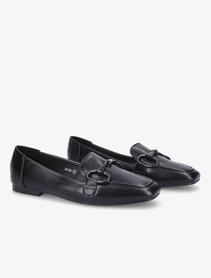 Mocassins à boucle en simili - Noir - 4