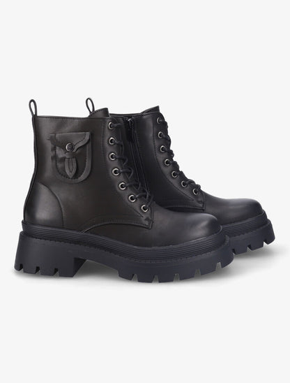 Bottines à pochette décorative stylisée - Noir - 5